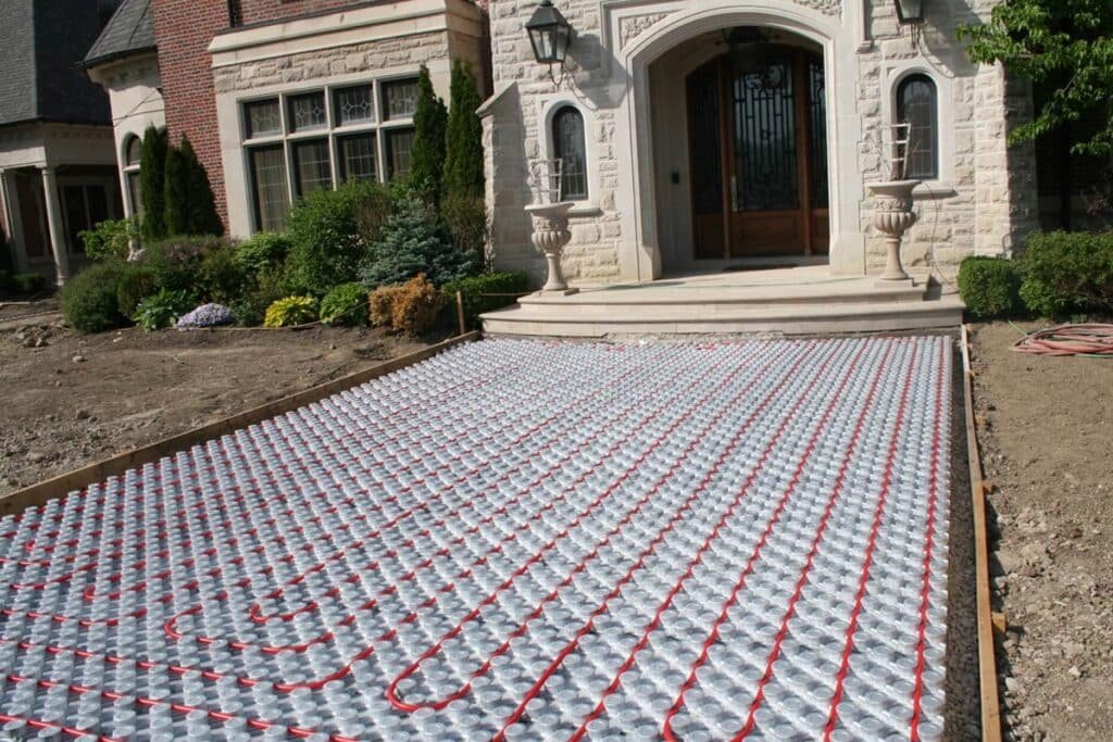 "Heated driveway installation PEX"